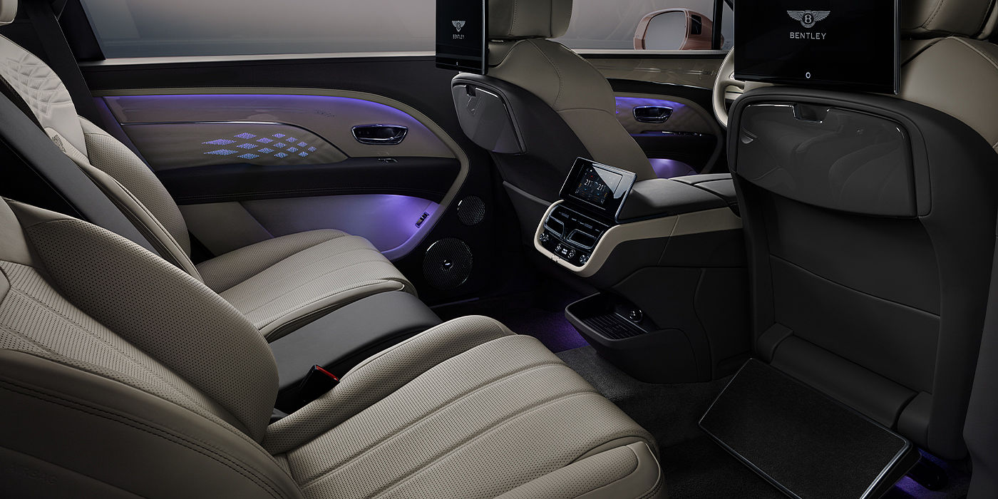 Bentley Taipei Bentley Bentayga EWB Azure SUV rear interior with Bentley Diamond Illumination