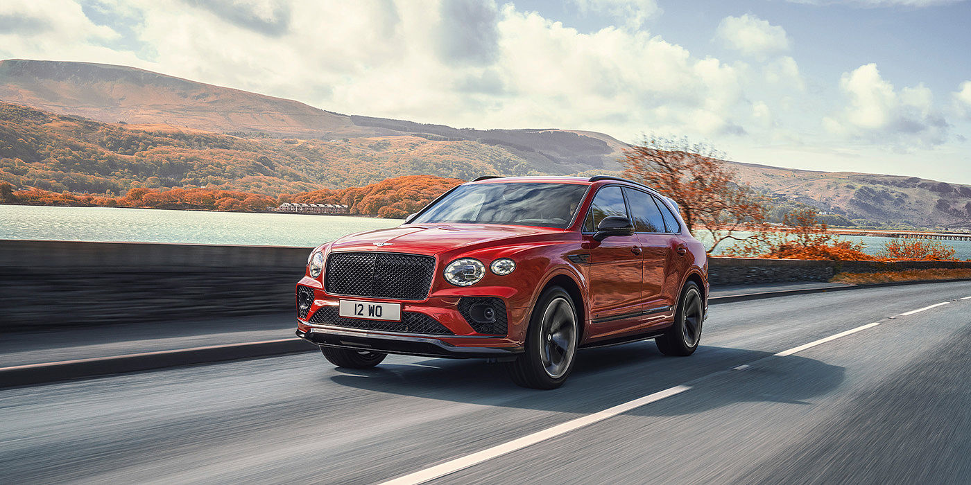 Bentley Taipei Bentley Bentayga S SUV in Candy Red paint front 34 dynamic