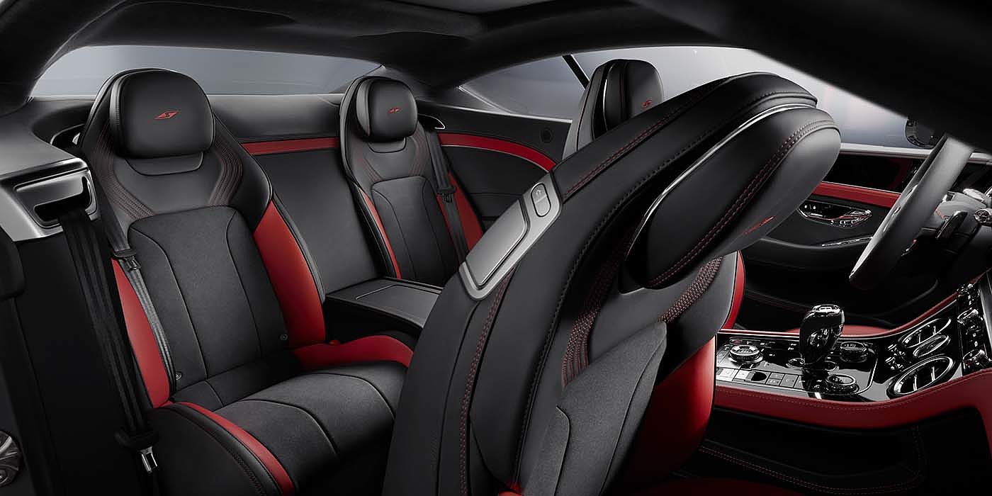 Bentley Taipei Bentley Continental GT S coupe in Beluga black and Hotspur red hide with S emblem stitching