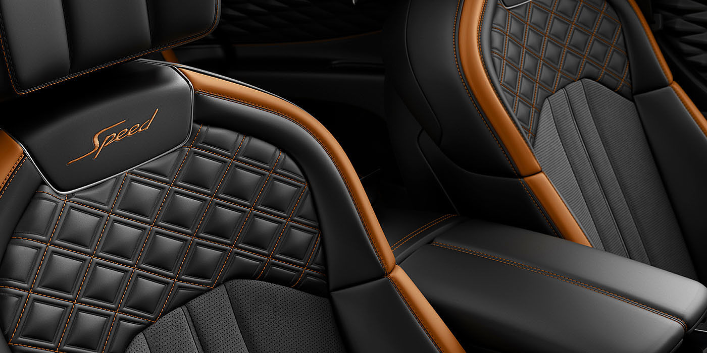 Bentley Taipei Bentley Flying Spur Speed's front seats with detailed contrast stitching and Speed Emblems