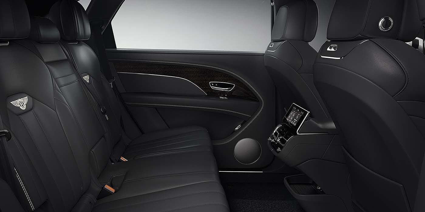 Bentley Taipei Bentley Bentayga EWB SUV rear interior in Beluga black leather