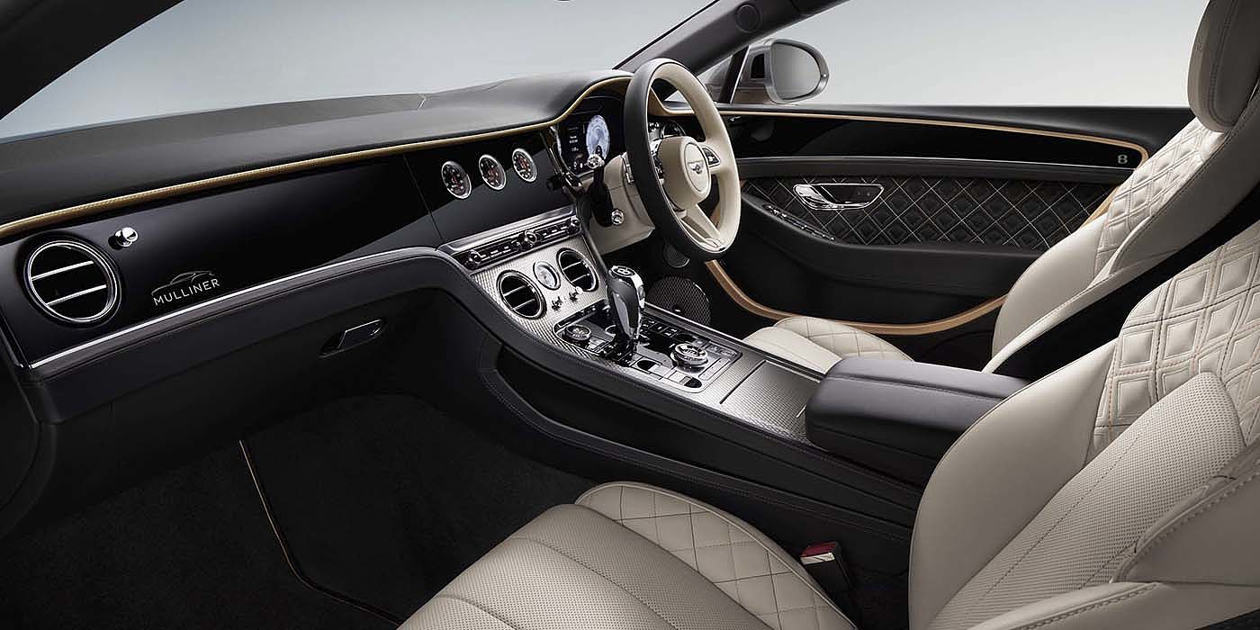 Bentley-Continental-GT-V8-Mulliner-front-interior-in-Beluga-black-Linen-and-gold-leather-colour