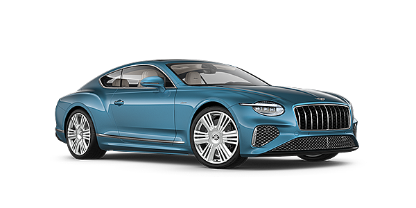 Bentley Taipei New Bentley Continental GT Azure coupe front three quarter in Light Windsor Blue paint