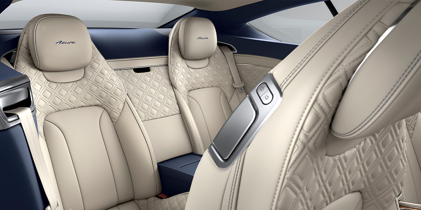 Bentley Taipei Bentley Continental GT Azure coupe rear interior in Imperial Blue and Linen hide