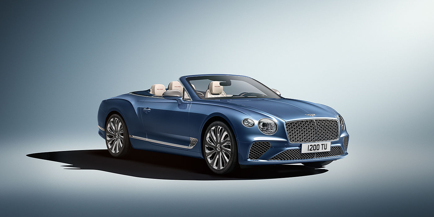 Bentley Taipei Bentley Continental GTC Mulliner convertible in Peacock blue paint front 34